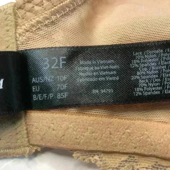 Dominique Women’s Beige Lace Minimizer Underwire Bra Adjustable Straps Size 32F - Picture 9 of 9
